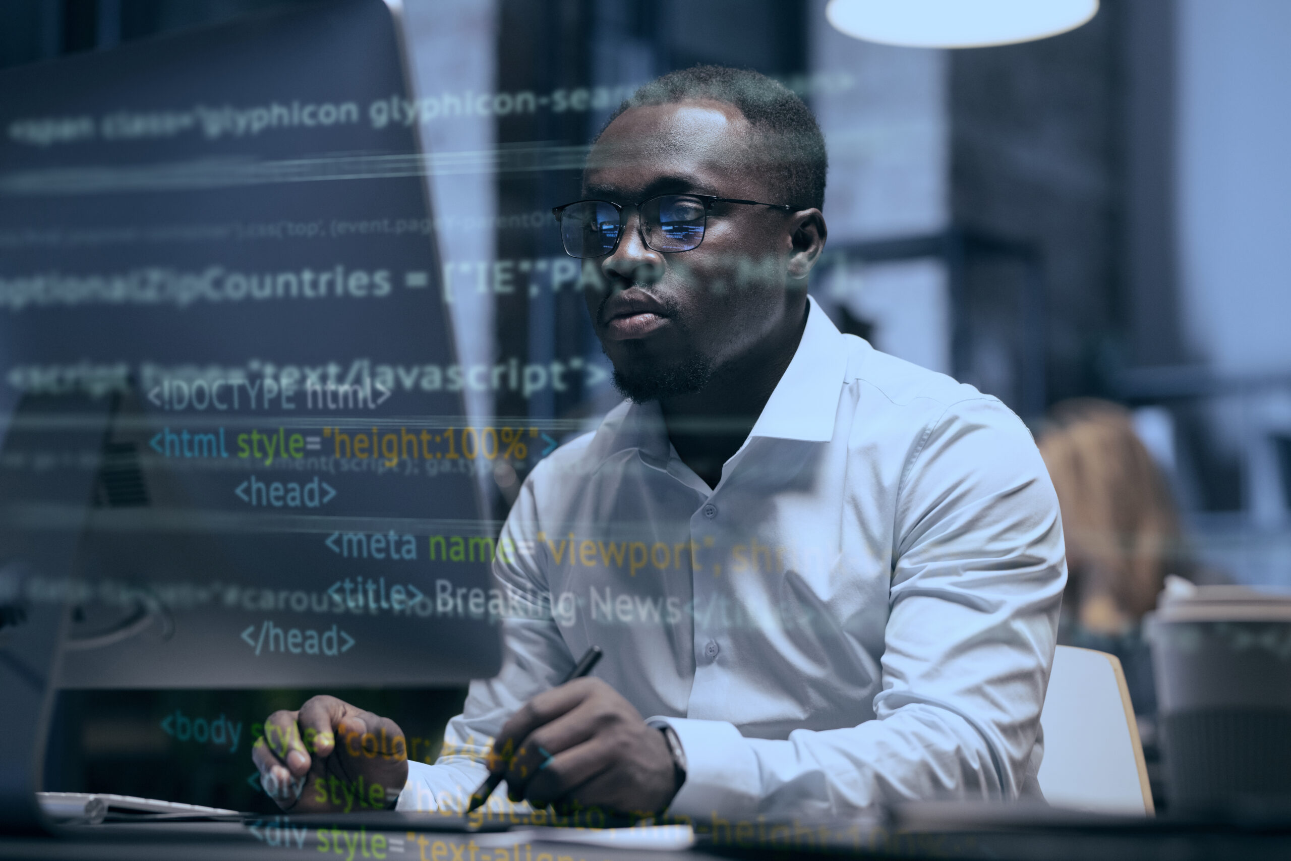 Developer working on software
